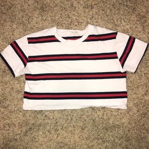Red Black and White Stripped Crop Top